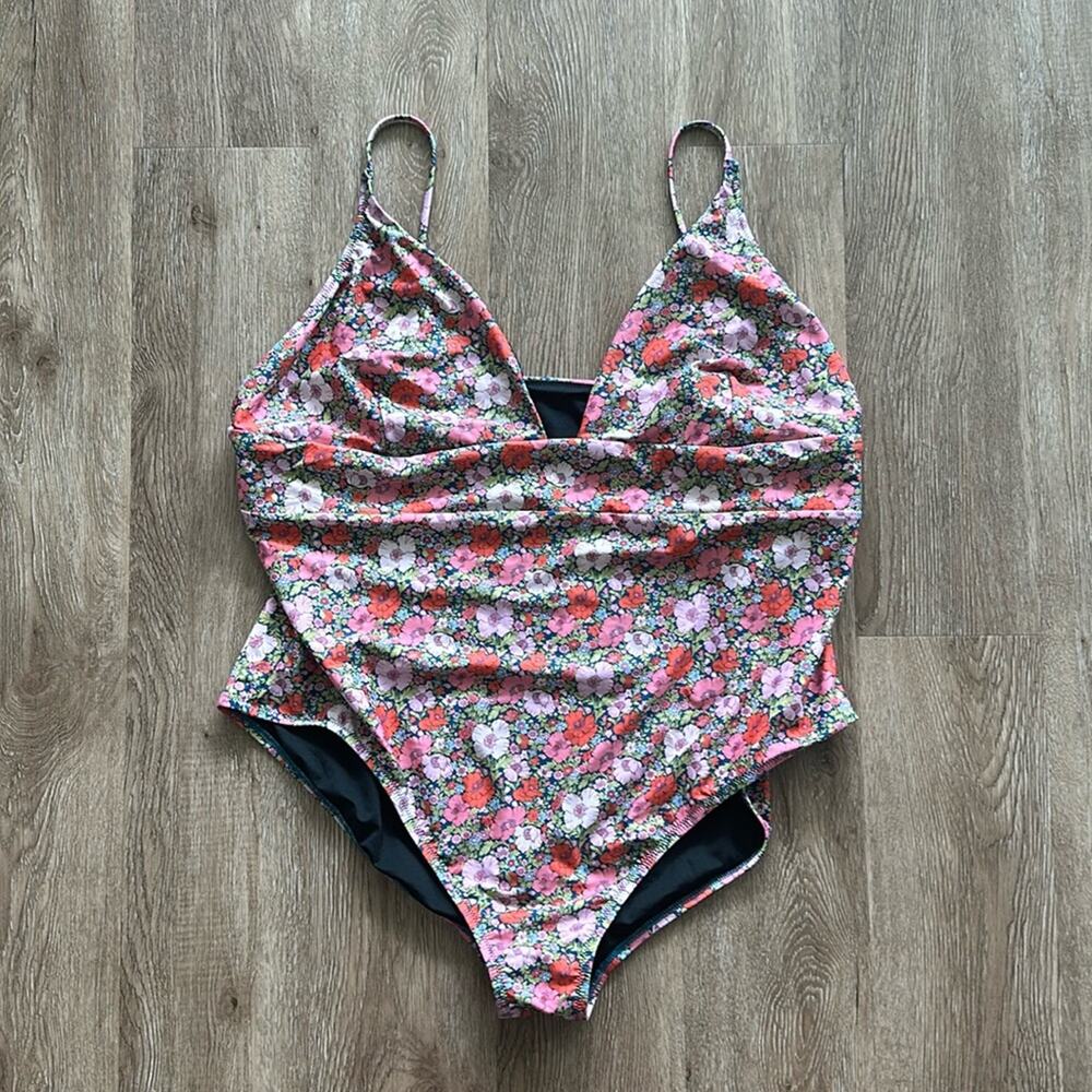 J.Crew Meadow Song Plunge One-Piece Swimsuit Size 22 Floral Multi‎ Color
